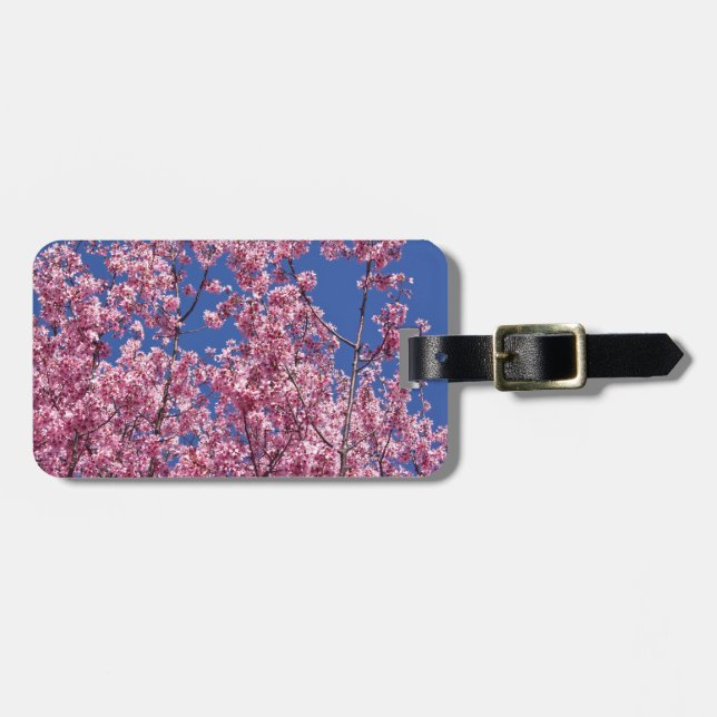 Etiqueta De Bagagem Sakura Flores de Cerejeira no Azul (Frente Horizontal)