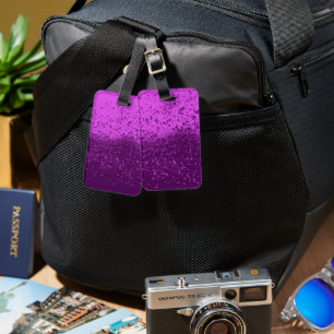Etiqueta De Bagagem Salpico Monocromático Roxo Real