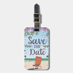 Etiqueta De Bagagem Salve A Data Vintage Vintage Praia e Cadeira de De