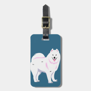 Etiqueta De Bagagem Samoyed Dog Cartoon  