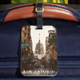Etiqueta De Bagagem San Antonio Texas Vintage City Viagem Watercolor