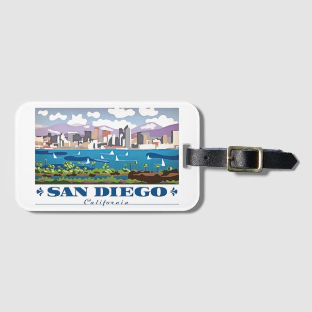 Etiqueta De Bagagem San Diego Skyline (Frente Horizontal)