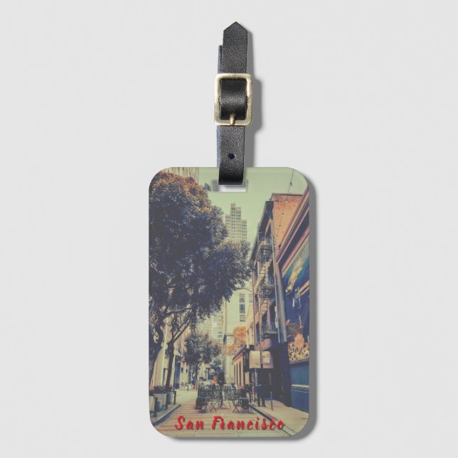 Etiqueta De Bagagem San Francisco City Alleyway with Cafe (Frente Vertical)