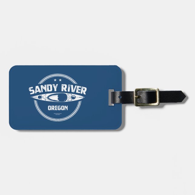 Etiqueta De Bagagem Sandy River Oregon Kayaking (Frente Horizontal)