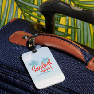 Etiqueta De Bagagem Sanibel Island Florida Coral Ocean Souvenir