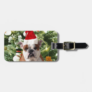 Etiqueta De Bagagem Santa Hat Bulldog Árvore de Natal Snowman Caixa de