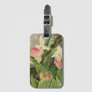Etiqueta De Bagagem Sapatinho de Senhora Rosa Floral Vintage Orquídea 