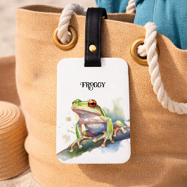 Etiqueta De Bagagem Sapo Cute em Aquarela, personalizado