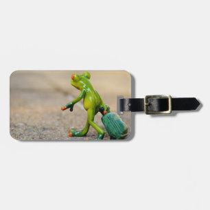 Etiqueta De Bagagem Sapo verde com o Tag da bagagem da mala de viagem