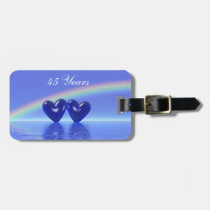 Etiqueta De Bagagem Sapphire Hearts do 45º aniversário