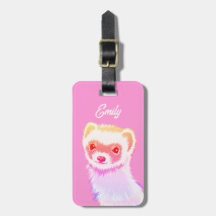 Etiqueta De Bagagem Sassy Ferret Em Cores Do Arco-Íris