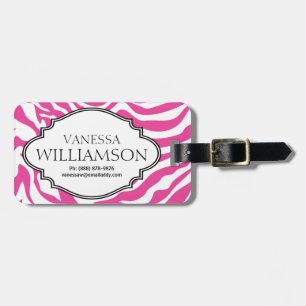 Etiqueta De Bagagem Sassy HOT Personalizada Zebra Personalizada Rosa S
