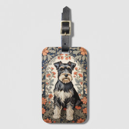 Etiqueta De Bagagem Schnauzer Elegante Inspirado em Floral de William