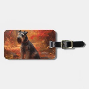 Etiqueta De Bagagem Schnauzer: Folhas de outono caem inspiração