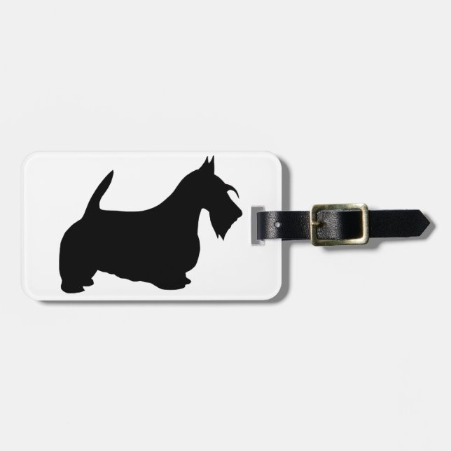 Etiqueta De Bagagem Scotish Terrier Silhouette (Frente Horizontal)