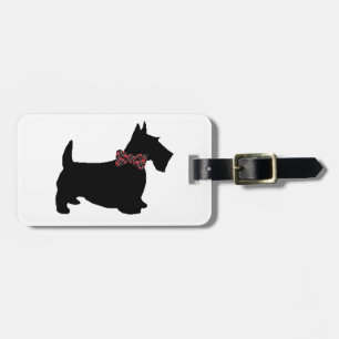 Etiqueta De Bagagem Scottie Dog em Xadrez Arco Tie