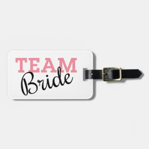 Etiqueta De Bagagem Script Cor-de-rosa do Team Bride