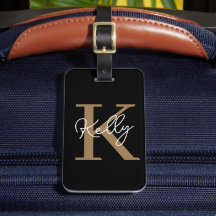 Script de Monograma Dourado Preto Moderno