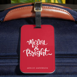 Etiqueta De Bagagem Script de Tipografia feliz e Brilhante Vermelho
