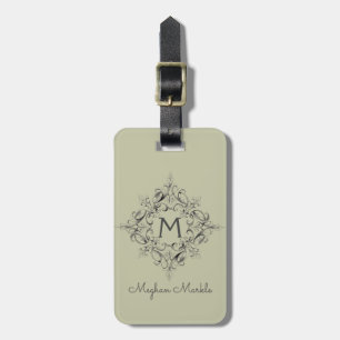 Etiqueta De Bagagem Script elegante monograma