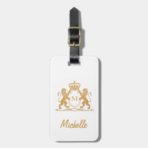 Etiqueta De Bagagem Script elegante Monograma branco de luxo personali