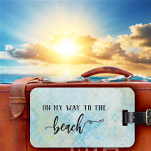 Seafoam Watercolor Beach Pattern LuBagage Tag