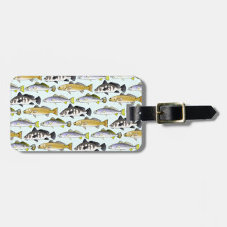 Etiqueta De Bagagem Seatrout e teste padrão do cilindro no azul