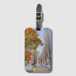 Etiqueta De Bagagem Seattle Cityscape in Autumn