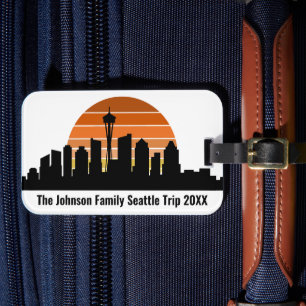 Etiqueta De Bagagem Seattle Skyline Sunset Férias Personalizadas da Fa