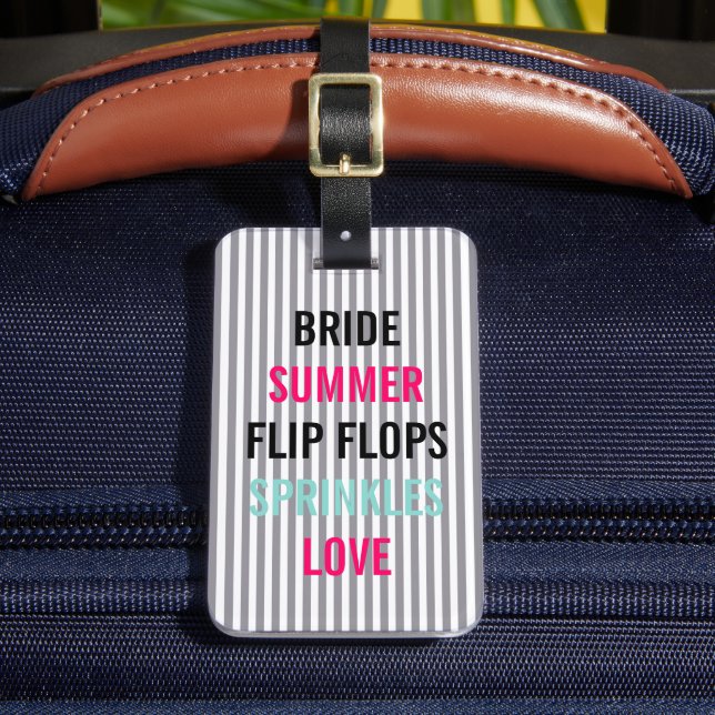 Etiqueta De Bagagem Seersucker Blue Summer Brile Party Sprinkle (Frente Insitu 2)