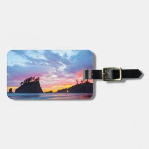 Etiqueta De Bagagem Segunda Praia ao pôr do sol, Washington