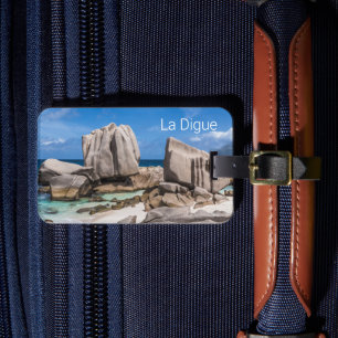 Etiqueta De Bagagem Seicheles La Digue Anse Marron Beach Vintage