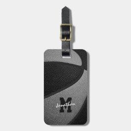 Etiqueta De Bagagem seleção de cinzas negras colorido basquete monogra