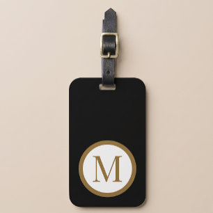 Etiqueta De Bagagem Selo Central Personalizado Preto e Dourado