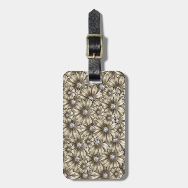 Etiqueta De Bagagem Selo de bagagem dos diamantes das flores (Frente Vertical)