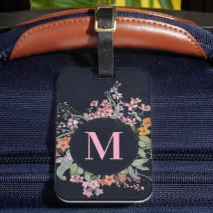 Etiqueta De Bagagem Selvagens Monograma Floral Country Vintage Persona