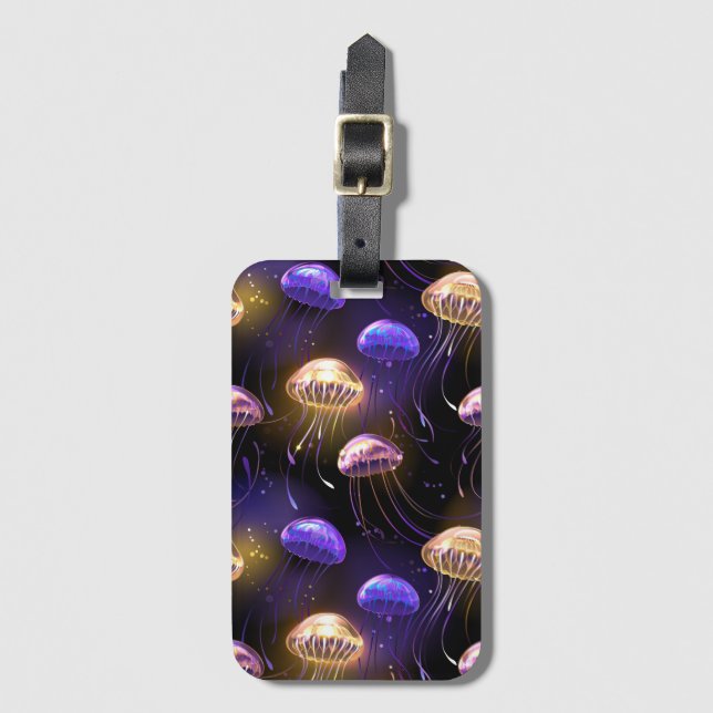 Etiqueta De Bagagem Sem costura com águas-vivas brilhantes (Frente Vertical)