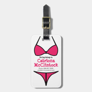 Etiqueta De Bagagem Senhoras femininos do biquini bonito do rosa