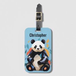 Etiqueta De Bagagem Sentado Colorido Urso de Panda Nome Personalizado 