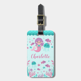 Etiqueta De Bagagem Sereia bonito menina personalizada