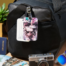 Etiqueta De Bagagem Sereia Castanho Com Flores Rosa No Cabelo