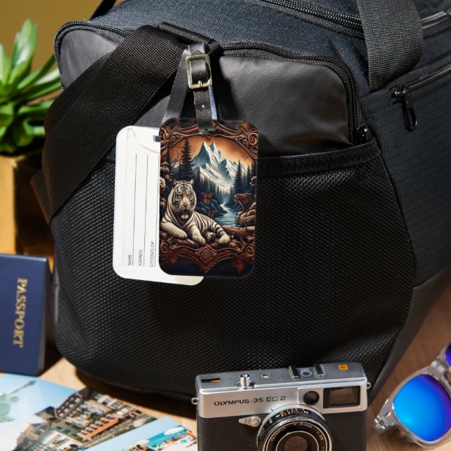 Etiqueta De Bagagem Serenidade branca Tigre (Frente e Verso)