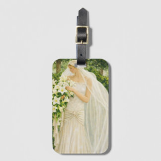 Etiqueta De Bagagem Serenity in Ivory: A Bride in a Garden Reverie