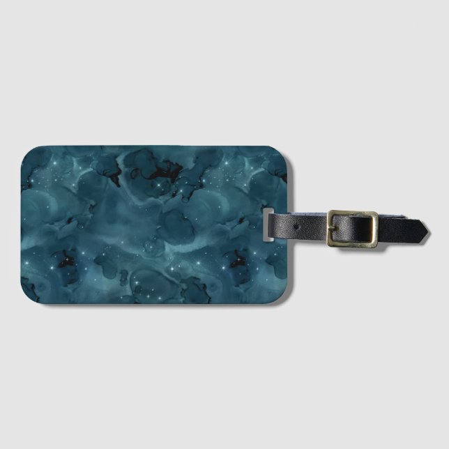 Etiqueta De Bagagem Série Teal Galaxy Design 5 (Frente Horizontal)