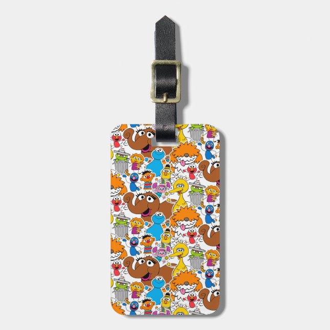 Etiqueta De Bagagem Sesame Street Pals Doodley Patterno (Frente Vertical)