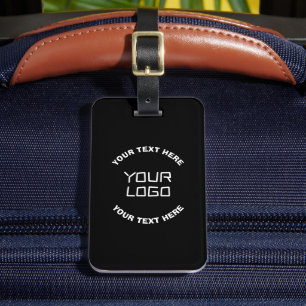 Etiqueta De Bagagem Seu logotipo ou imagem e texto editável Preto e