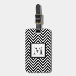 ETIQUETA DE BAGAGEM SEU MONOGRAMA, CHEVRON PRETO