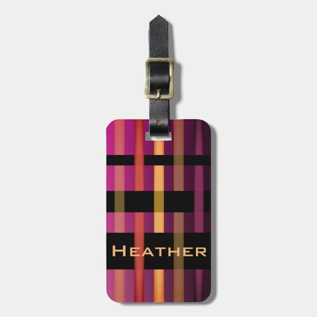 Etiqueta De Bagagem Seu nome e distribuição moderna de tecelagem (Frente Vertical)