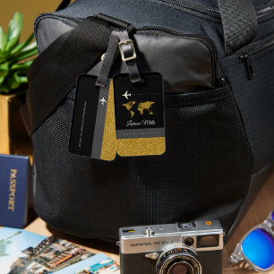 Etiqueta De Bagagem seu preto chique moderno do viagem