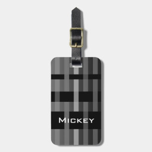 Etiqueta De Bagagem Seus nome & listras de tecelagem modernas